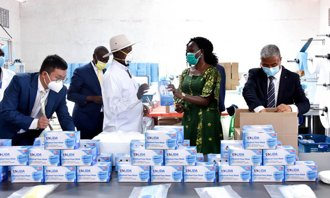 Museveni launches face mask factory Museveni launches face mask factory