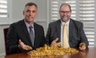Resolute managing director John Welborn with Perth Mint CEO Richard Hayes and some of the full year dividend