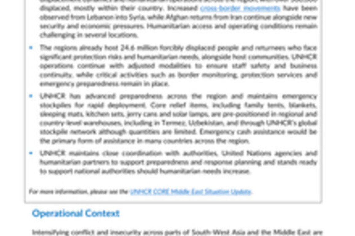 Iran: More than 330,000 displaced by conflict across South-West Asia and Middle East
