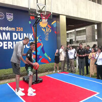 Delhi: NBA Hall of Famer Vlade Divac interacts with young basketball enthusiasts at 'Freedom 250 Slam Dunk Experience' event