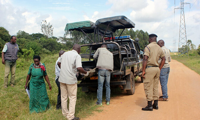 Two suspected Bodaboda robbers hacked, set a blaze Two suspected Bodaboda robbers hacked, set a blaze