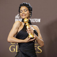 Sobbing Teyana Taylor delivers emotional message to "little brown girls" after Golden Globe victory
