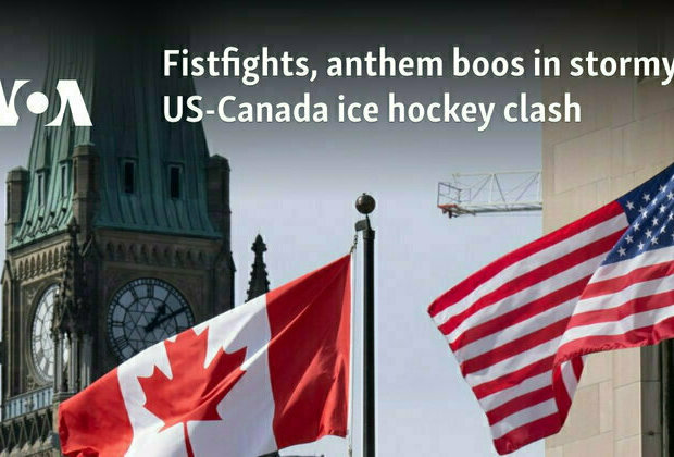 Fistfights, anthem boos in stormy US-Canada ice hockey clash