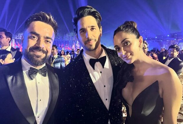 Rashid Khan poses with Sidharth Malhotra, Kiara Advani at Anant-Radhika's pre-wedding festivities