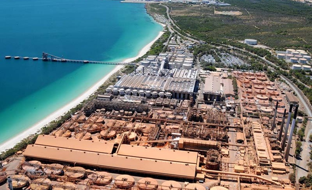 An aerial shot of Alcoa's Kwinana alumina refinery. Credit: Alcoa
