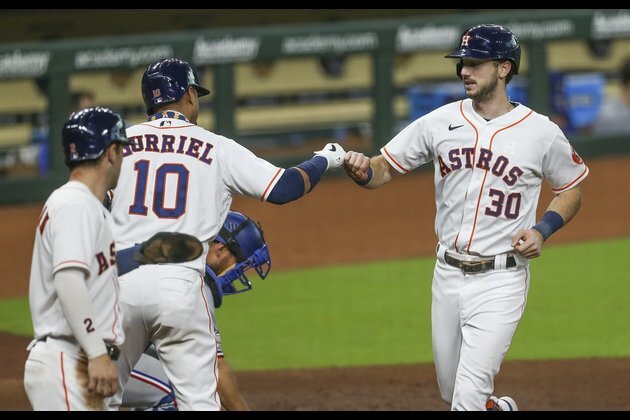 Astros face playoff pressure at Rangers