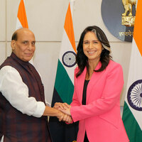 Rajnath Singh discusses defence, intelligence sharing with Tulsi Gabbard