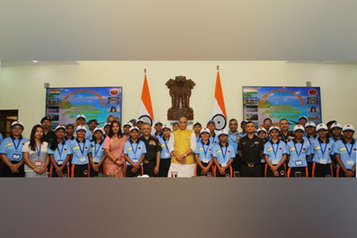 Rajnath Singh interacts with 30 students from tribal communities of Andaman and Nicobar Islands