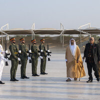 Zayed bin Mohamed bin Zayed receives President of Fiji at Wahat Al Karama