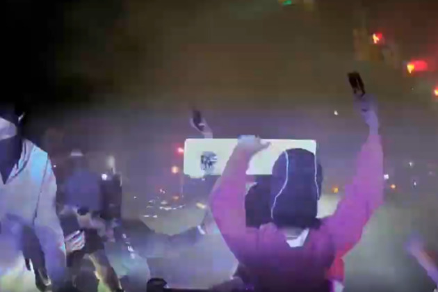 Video- Suspects climb on, launch fireworks at Randolph Police cruiser during street takeover