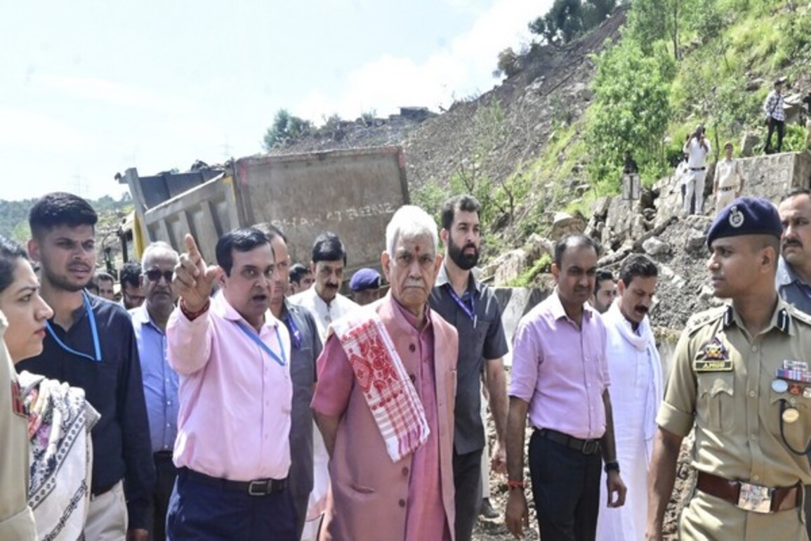 J-K LG visits Udhampur, inspects ongoing restoration works on National Highway-44