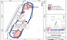  Vulcan’s zero carbon lithium project area and location of 2021 bulk brine sample