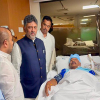 Karnataka CM DK Shivakumar visits MLA K Shadakshari in Delhi hospital, wishes speedy recovery