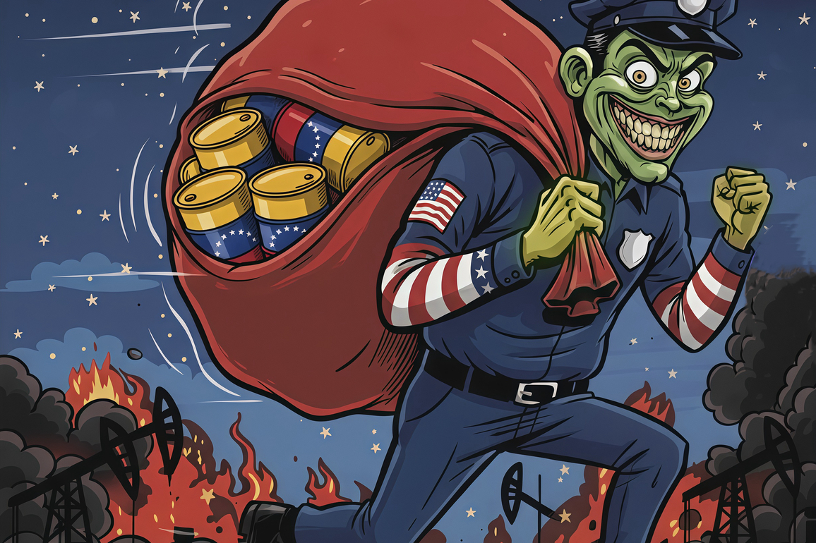Cartoon | A self-claimed world police, an oil plunderer in deed