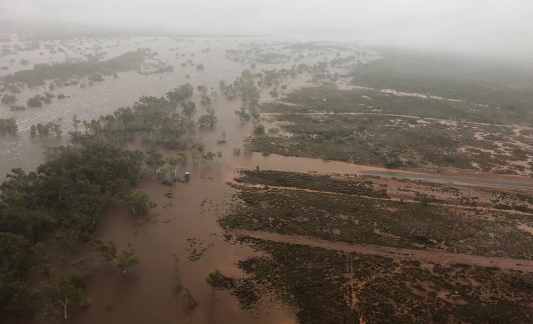 Inundação na região de Pilbara, na Austrália Ocidental/Reprodução