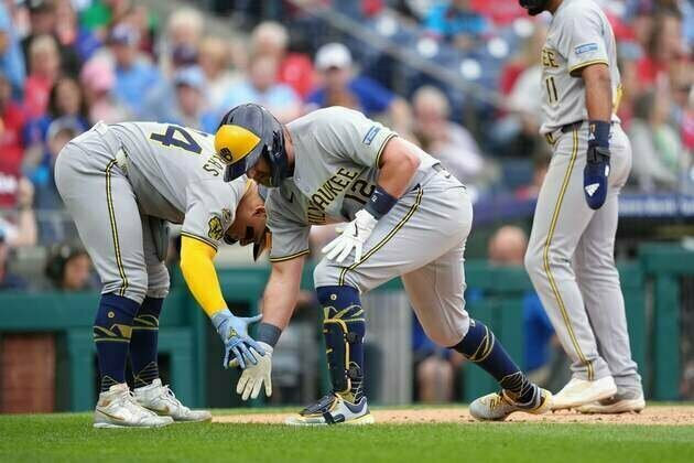 Phillies, waiting on Bryce Harper, try to avoid sweep by Brewers