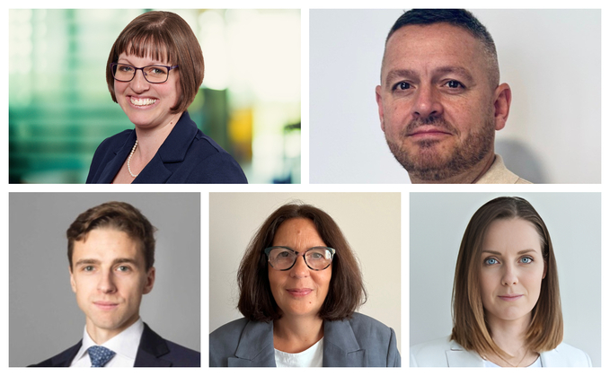 (Top row): Kim Nash and Robert Hurst (Bottom row L-R:) Max Gilbert, Claire Fuller and Alison Hatcher  (Top row): Kim Nash and Robert Hurst (Bottom row L-R:) Max Gilbert, Claire Fuller and Alison Hatcher