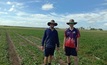  Home Hill, Queensland, farmer Aaron Linton with CQUniversity researcher Isaac Cardillo. Image courtesy CQ University.