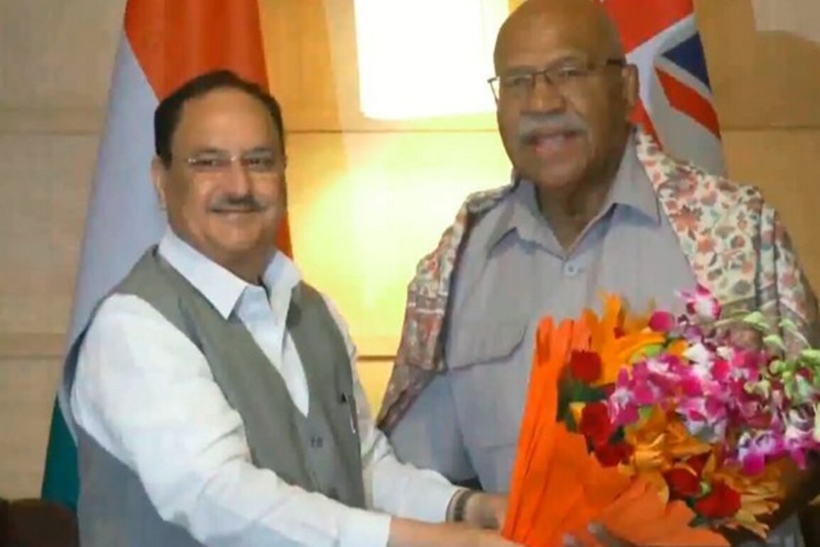 Union Health Minister JP Nadda meets Fiji PM Sitiveni Rabuka