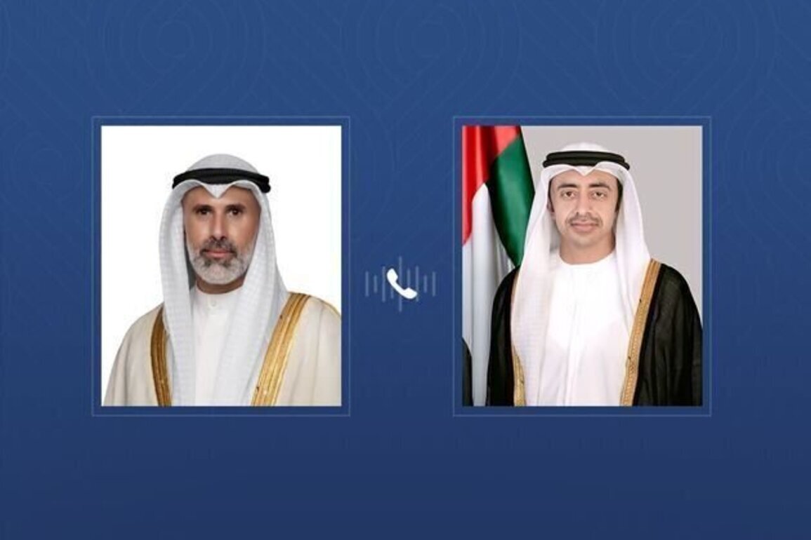 During phone call with Abdullah bin Zayed, Kuwaiti FM condemns terrorist plot targeting UAE national unity, stability