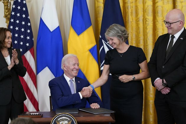 Biden says NATO &#039;stronger than ever before approving new members