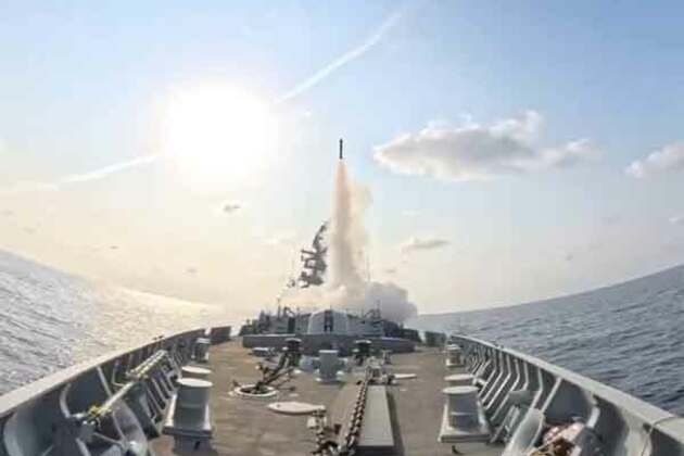 INS Surat carries out successful test firing of MR-SAM air defence missile system in Arabian Sea