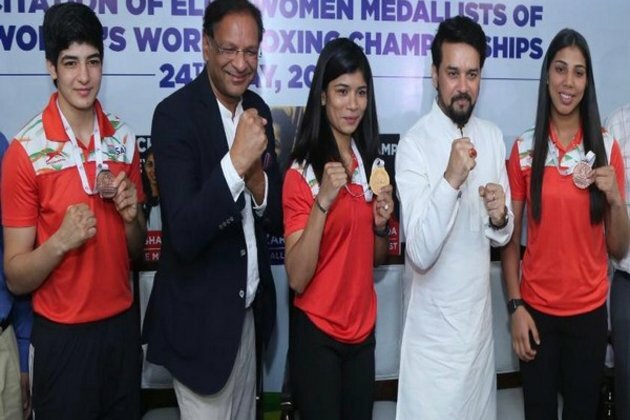 Sports Minister Anurag Thakur felicitates Boxing World Championship and archery World Cup teams