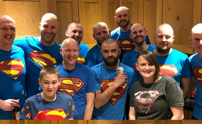 ļֱ and friends gather to 'brave the shave' to raise money for Christie's Hospital in Manchester