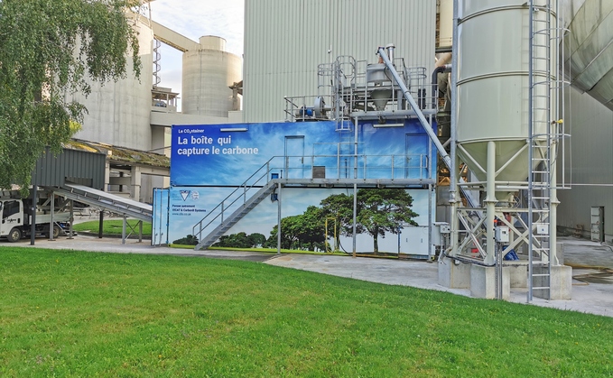 A Carbon8 'CO2ntainer' installed at a cement plant owned by Vicat | Credit: Carbon8