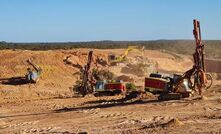 Drilling second shot with load and haul operations in background (August 27). Credit: Horizon