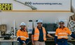  Mick Davis (centre) and members of the 100% Indigenous-owned CBF Concreting team.