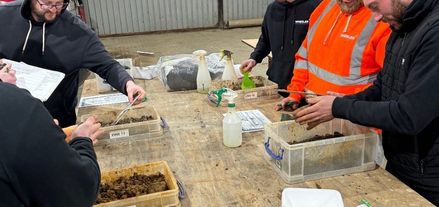 Wheeler Site Investigation’s drilling operatives undertaking a Soil Description Workshop with Equipe Group