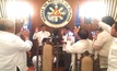 New DENR secretary Roy Cimatu is sworn in by Philippines president Rodrigo Duterte