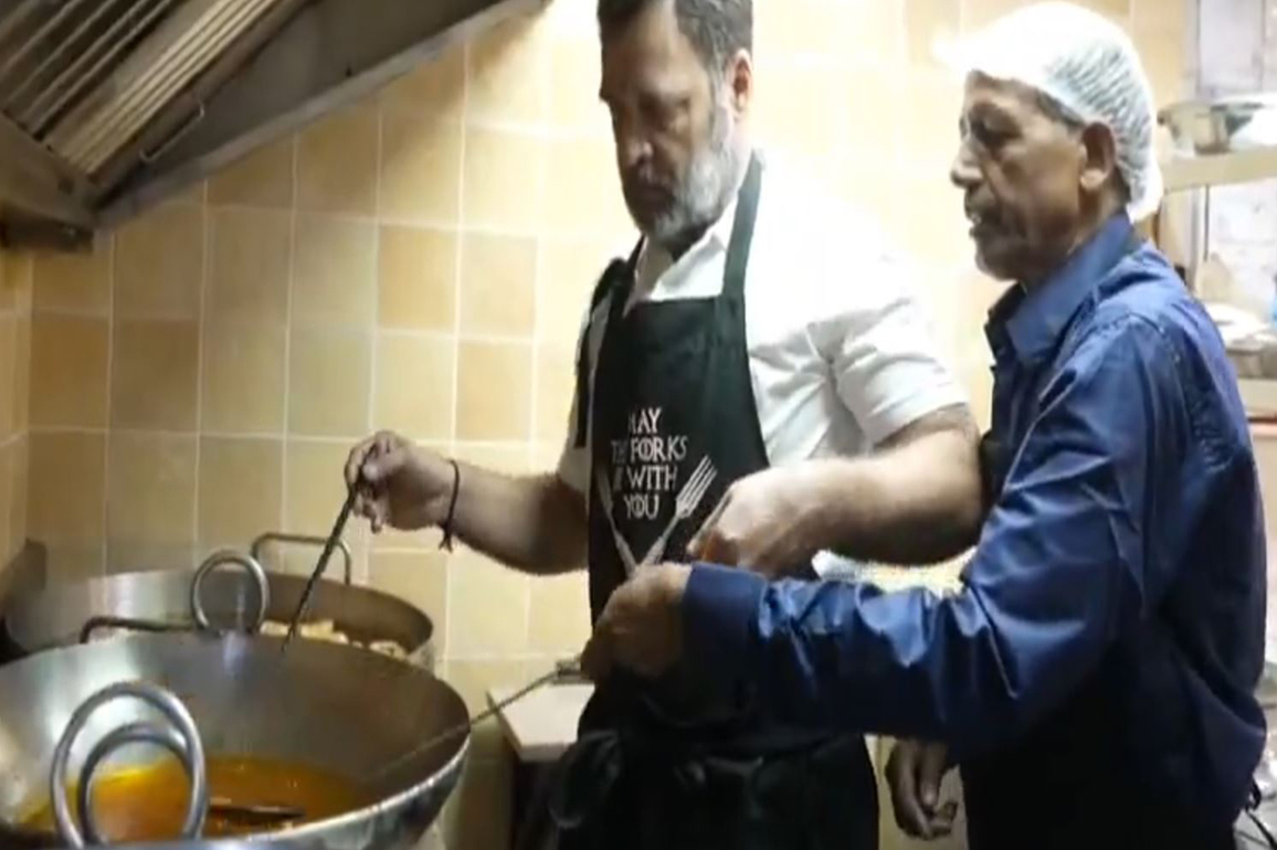 Rahul Gandhi makes Imarti and besan laddus at Delhi's Ghantewala sweet shop; asks people how they are celebrating Diwali