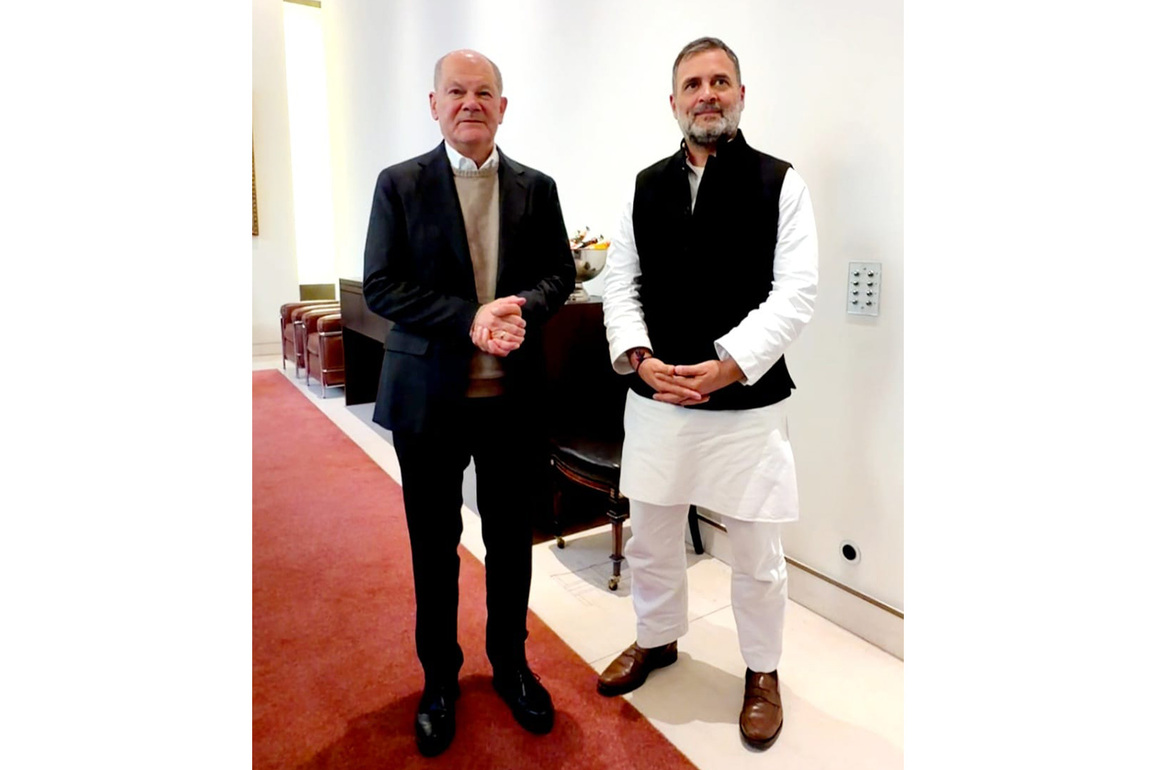 Rahul Gandhi holds lunch meeting with former German Chancellor Olaf Scholz
