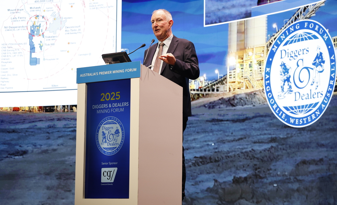 Carnaby non-exec chair Peter Bowler speaking at Diggers & Dealers 2025