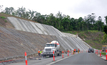  Work taking place to upgrade a stretch of road at the Blackbutt Range in Queensland, which was extensively damaged during floods that caused the slope to fail