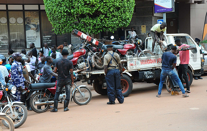 olice tows motorcycles that were netted in the operation along ampala oad hoto by bbey amadhan