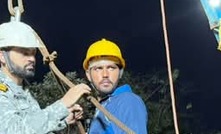 Rescuers at the "illegal" mine in Assam