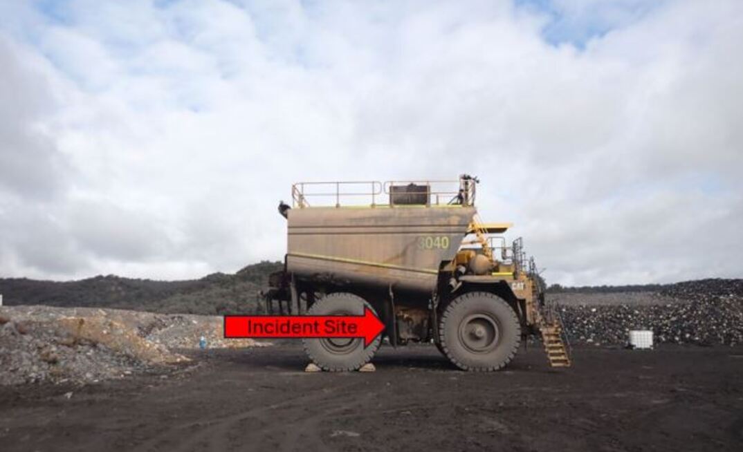 The water cart at the mine site.