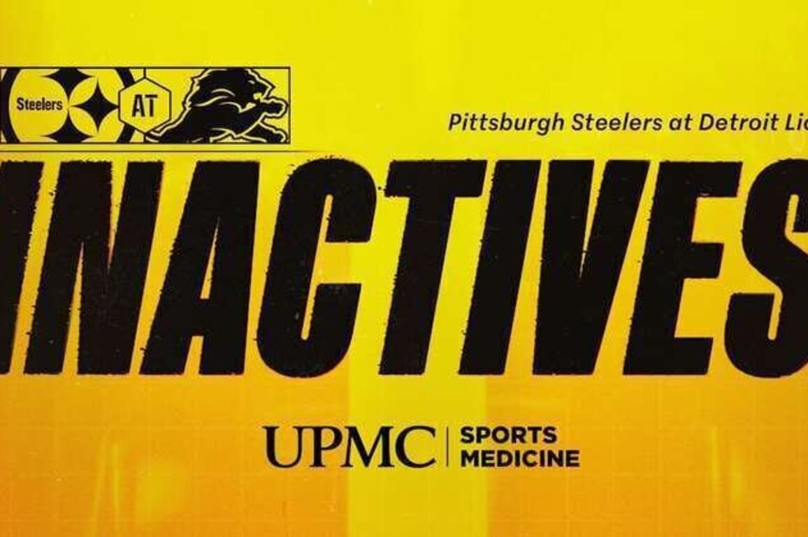 Steelers inactives for Week 16 at Lions