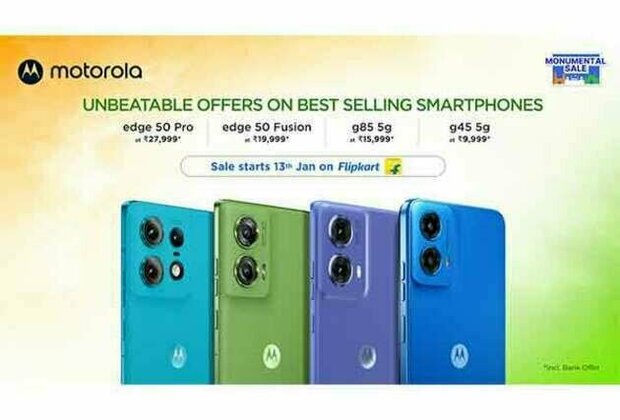 Motorola's Bestselling Smartphones Including edge50 Fusion Will Be Available at Discounted Prices at Flipkart's Monumental Sale Starting 13th January