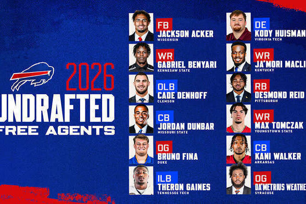 Buffalo Bills sign 12 undrafted free agents for 2026