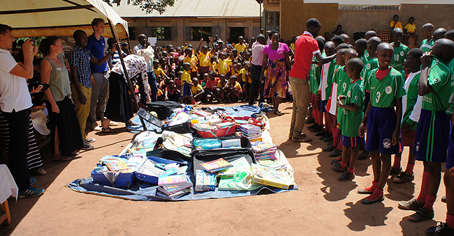  ags books and jerseys are among the scholastic stuff donated to t eters rimary chool in gogwe redit ulius uwemba