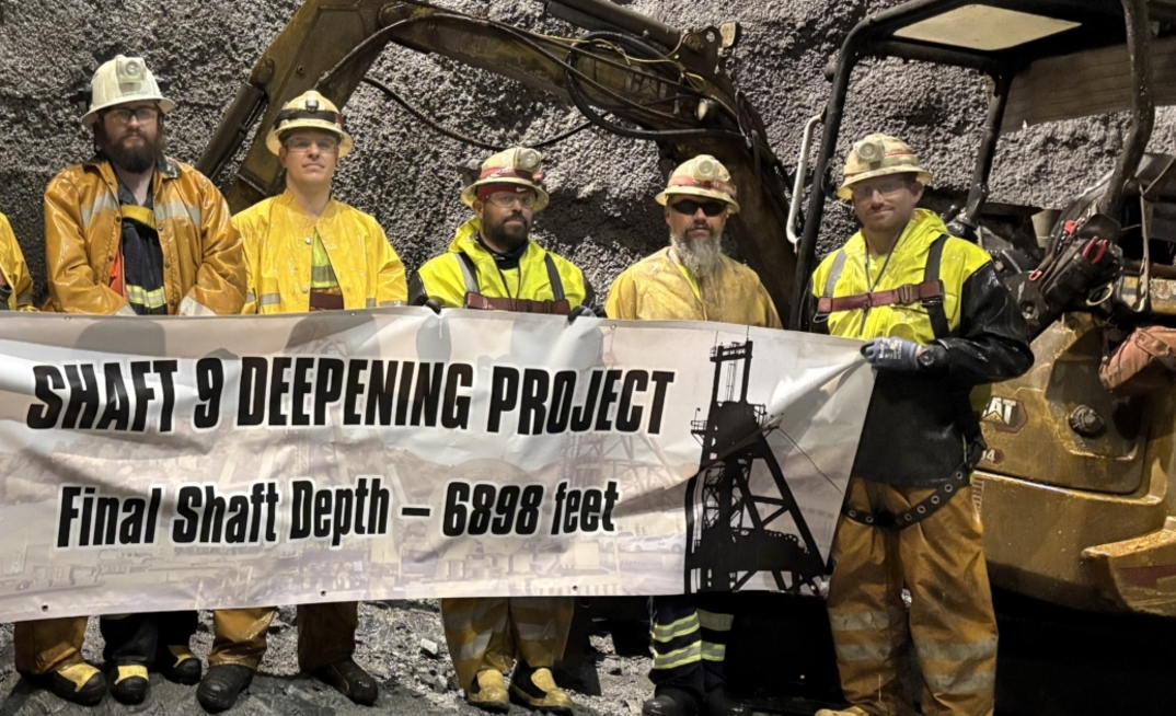 Shaft No. 9's final depth is 2103m, second only in the US to Resolution’s No. 10 shaft at 2116m