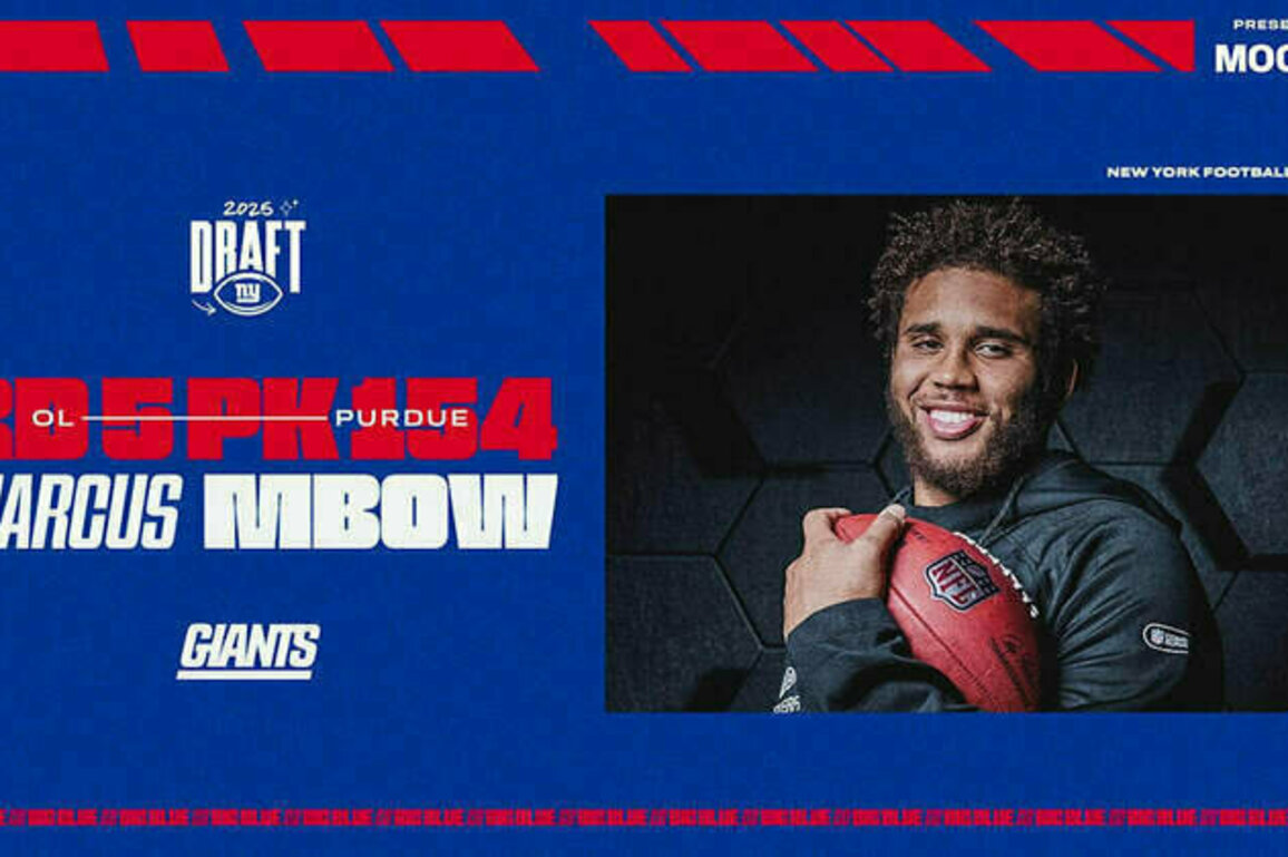 Giants select Purdue OL Marcus Mbow with 154th pick in 2025 NFL Draft