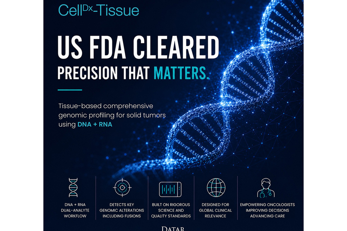 Datar Cancer Genetics Receives Landmark US FDA Clearance for CellDx-Tissue, a Comprehensive Genomic Profiling Assay for Solid Tumors Using DNA + RNA