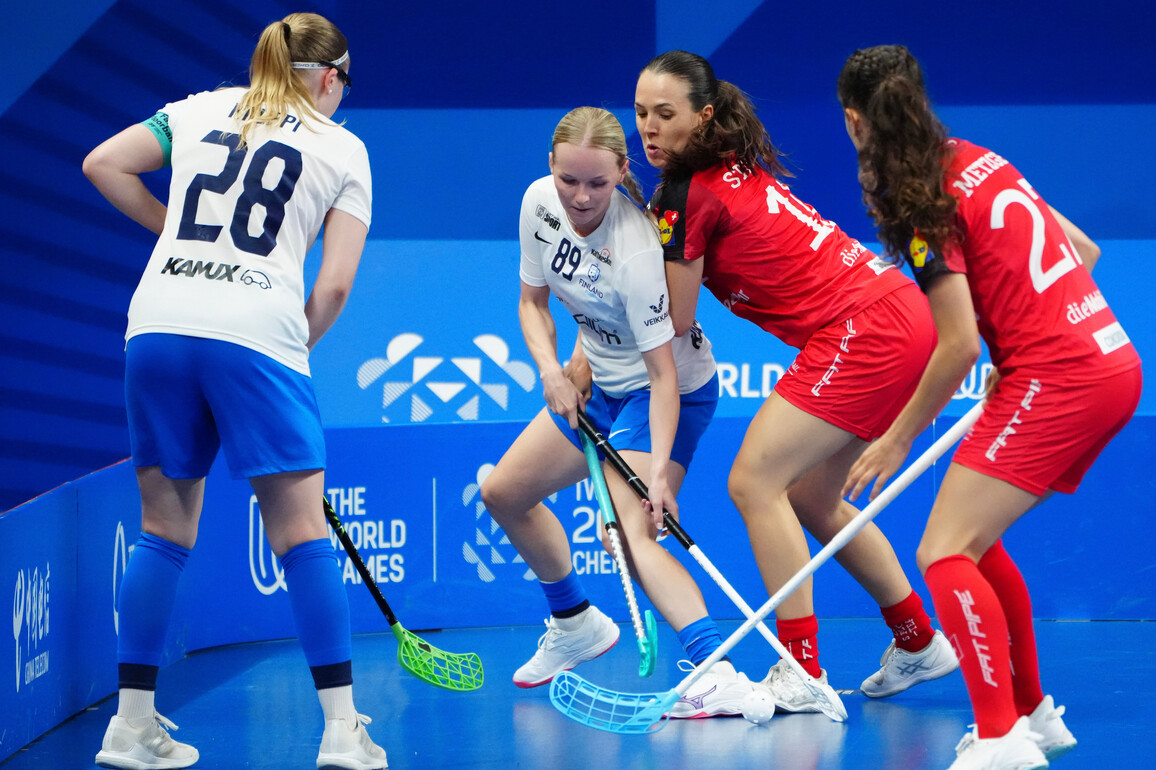 (SP)CHINA-CHENGDU-THE WORLD GAMES 2025-FLOORBALL-WOMEN'S SEMIFINAL-FIN VS SUI (CN)