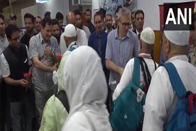 Jammu and Kashmir CM Omar Abdullah receives first batch of Hajj pilgrims at Srinagar airport