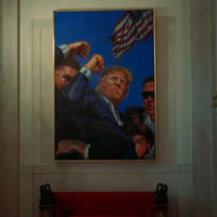 White House replaces Obama portrait with defiant Trump